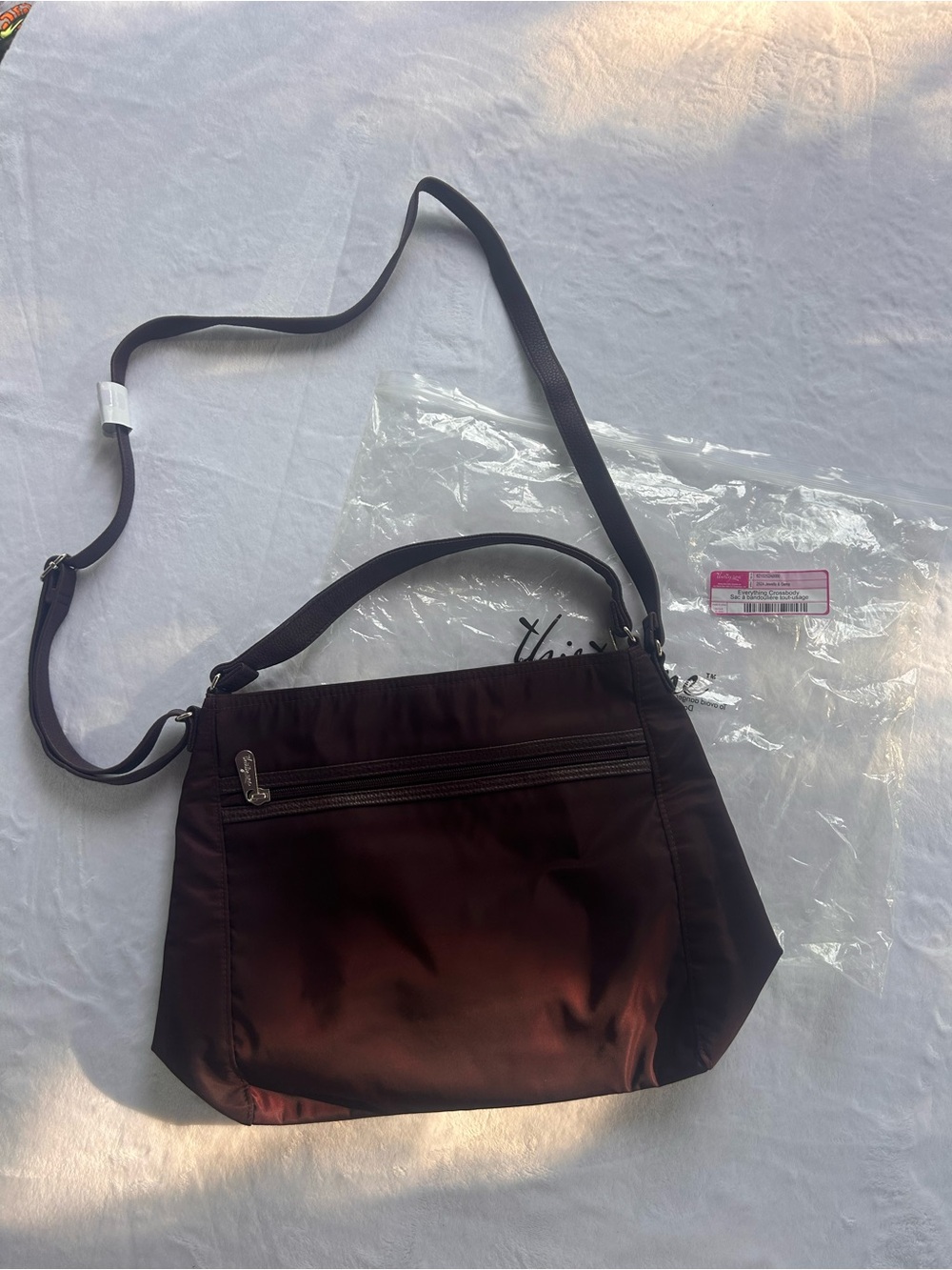 Thirty-One Everything Crossbody Bag Womens Burgundy Jewells & Gems Multi